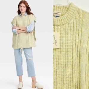 Universal Thread Women Sweater Vest One Size Green High Neck Sleeveless Knit New